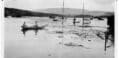 FLOM: Flommen i 1927 var den største flommen i Skiensvassdraget på 1900-tallet. Vannet står så høyt at bare taket på vareskuret på brygga er synlig.